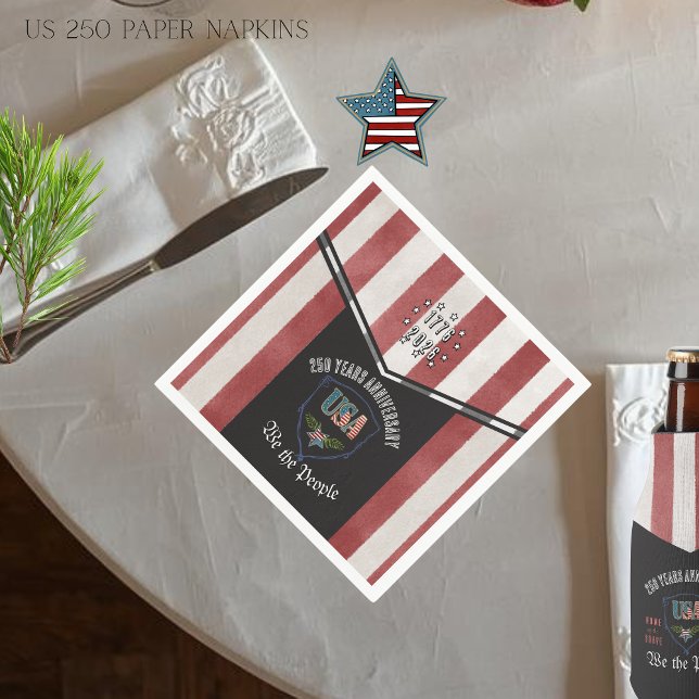 US 250 We the People Patriotic Anniversary Paper  Napkin (US 250 We the People Patriotic Anniversary Paper Napkins)