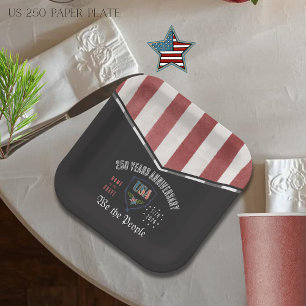 US 250 We the People Patriotic Anniversary Paper  Plate
