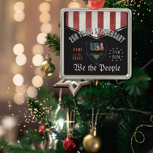 US 250 We the People Patriotic Anniversary Square  Metal Tree Decoration