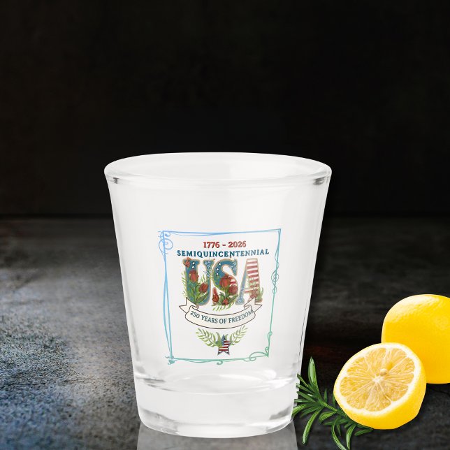 US 250 Years of Freedom Blue-Green Aurora  Shot Glass (US 250 Years of Freedom Blue-Green Aurora Shot Glass)