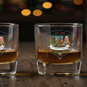US 250 Years of Freedom Botanical Patriotic Whiskey Glass