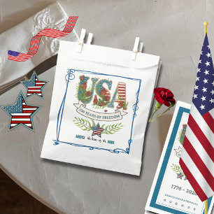 US 250 Years of Freedom Elegant Blue Border Favour Bags