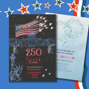 US 250 Years of Freedom Statue of Liberty Jet Flag Invitation