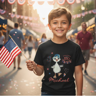 US 250th Birtday Kids Patriotic Silly Goose Boy's T-Shirt