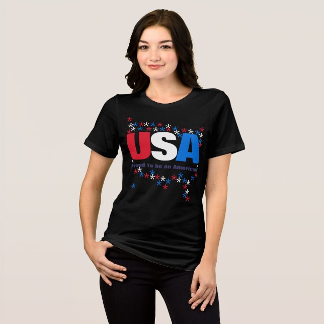 US 50 Stars Red White Blue Tri-Blend Shirt (Front Full)
