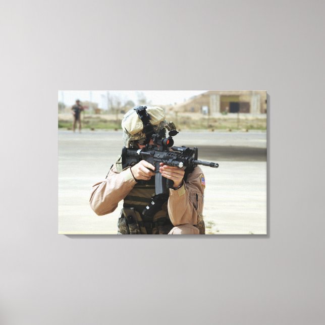 US Air Force Airman conducts security Canvas Print (Front)