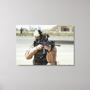US Air Force Airman conducts security Canvas Print
