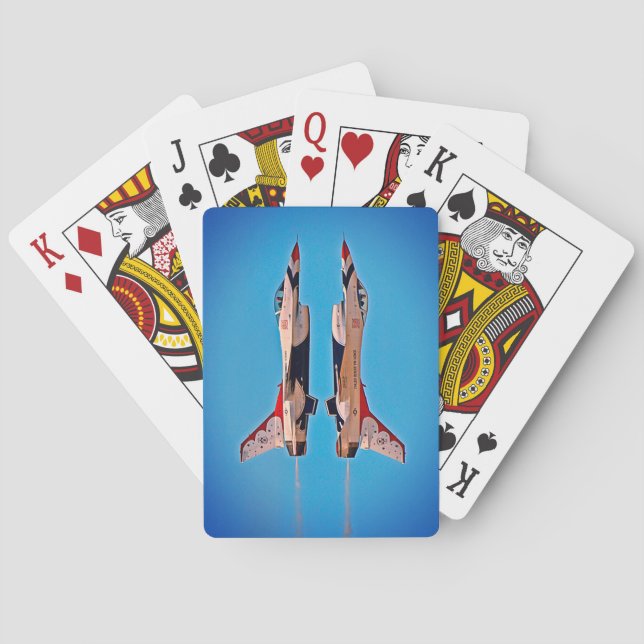 US Air Force Jet Aeroplanes Thunderbirds F16 USAF  Playing Cards (Back)