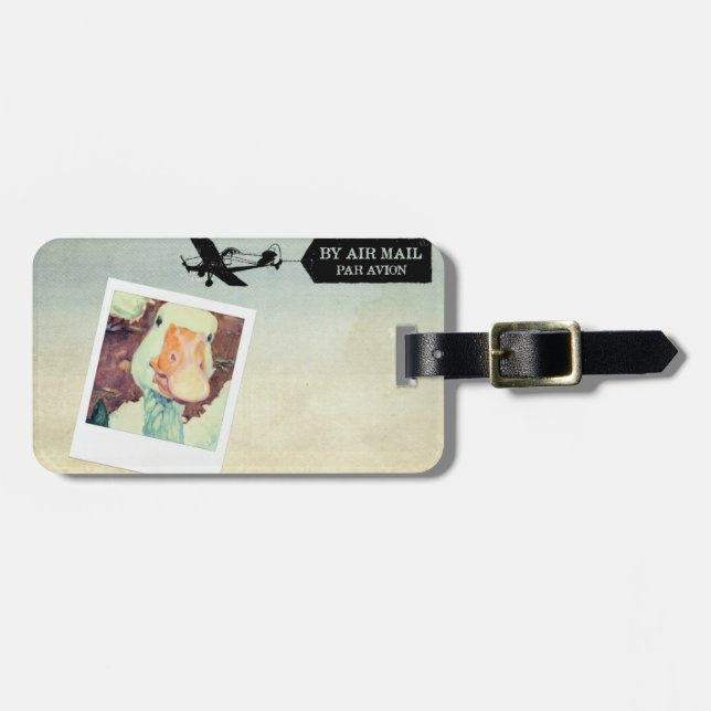 US Air Mail Goose Tan Hued Luggage Tag (Front Horizontal)