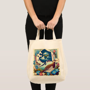 US Alaska's State Bird and Flower Design Tote Bag