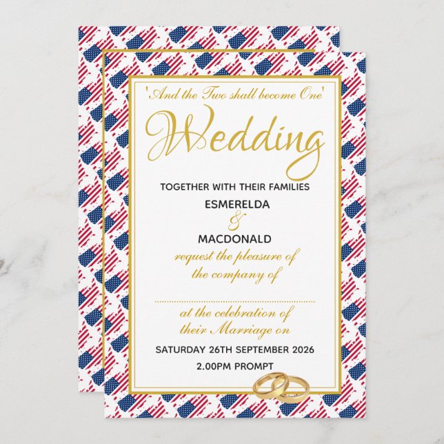 US AMERICA Christian Scripture Custom Wedding Invitation (Front/Back)