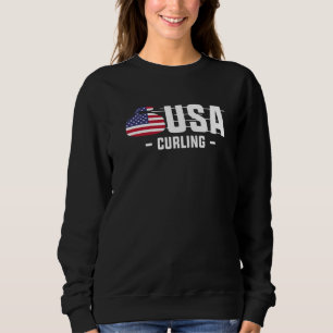 Us America Flag Curling Team Curl  3 Sweatshirt