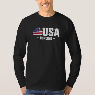 Us America Flag Curling Team Curl 3 T-Shirt
