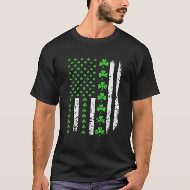 US America Flag Shamrock Clover St Patricks Day Pa T-Shirt (Front)