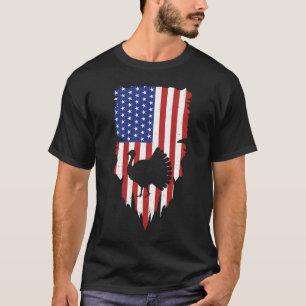 US America Flag Turkey Thanksgiving Day Hunting Me T-Shirt