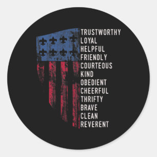Us America Flag Vintage Scouting Law  Classic Round Sticker