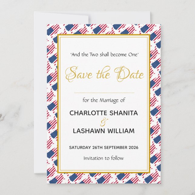 US AMERICA Wedding Christian Custom Celebration Save The Date (Front)