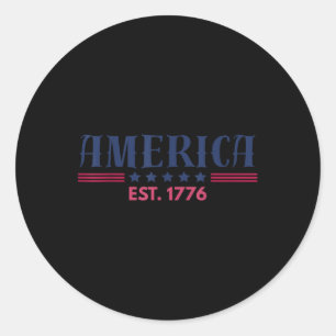 Us American Flag 4th Of July Est 1776 Patriotic Am Classic Round Sticker