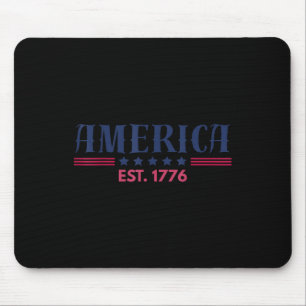 Us American Flag 4th Of July Est 1776 Patriotic Am Mouse Pad