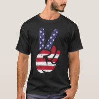 US American Flag and Patriotic Peace Sign of Hand