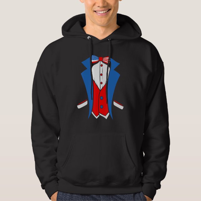 US American Flag and Patriotic tuxedo costume Hoodie (Front)