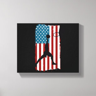 US American Flag Basketball Patriotic Athlete Prin Canvas Print