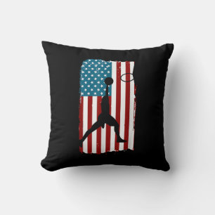 US American Flag Basketball Patriotic Athlete Prin Cushion