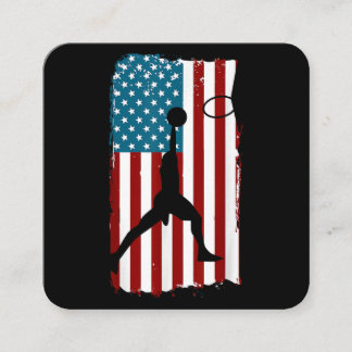 US American Flag Basketball Patriotic Athlete Prin Square Business Card
