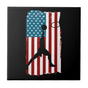 US American Flag Basketball Patriotic Athlete Prin Tile