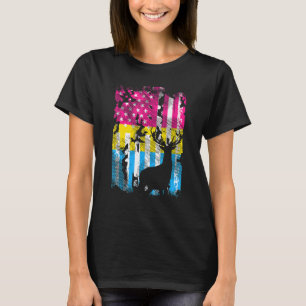 Us American Flag Camo Deer Hunting Pansexual Pride T-Shirt