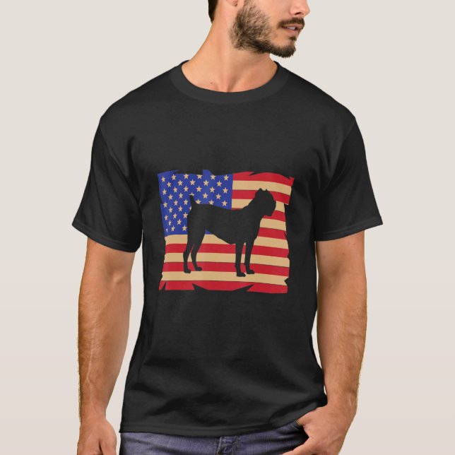 US American Flag Cane Corso Dog Italian Mastiff T-Shirt (Front)