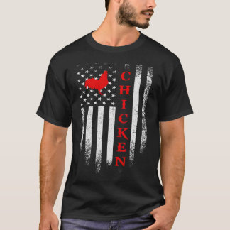 US American Flag Chicken Funny Farm Rooster T-Shirt