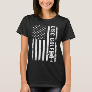 US American Flag Disc Golf Basket Frisbee Vintage  T-Shirt