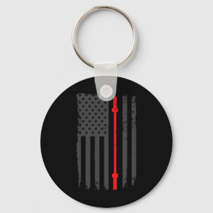 Us American Flag Fitness Gym Barbell Powerlifting Key Ring
