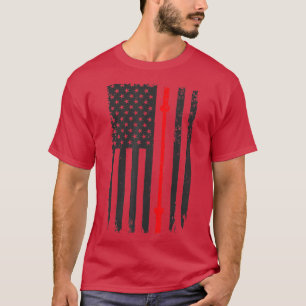 US American Flag Fitness Gym Barbell Powerlifting T-Shirt