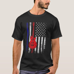 Us American Flag Guitar Distressed Guitars Musicia T-Shirt