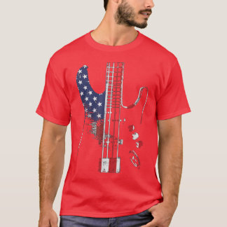 us american flag guitar musician distressed guitar T-Shirt