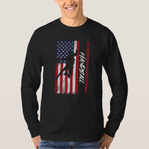 Us American Flag Handball Player Handballer Ball S T-Shirt