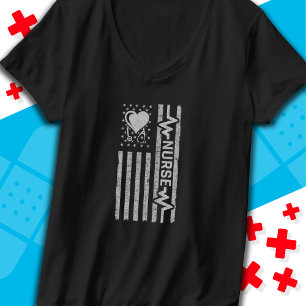 US American Flag Hero Heart Nurse Appreciation T-Shirt
