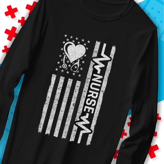US American Flag Hero Heart Nurse Appreciation T-Shirt (Creator Uploaded)