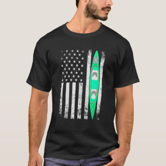 US American Flag Kayak Sports Patriotic Kayaking T-Shirt