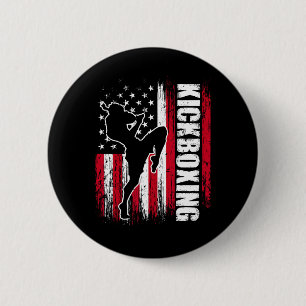 Us American Flag Kickboxing Fighter Kickboxer Mart 6 Cm Round Badge