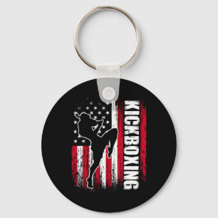 Us American Flag Kickboxing Fighter Kickboxer Mart Key Ring
