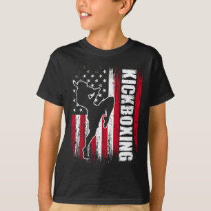 Us American Flag Kickboxing Fighter Kickboxer Mart T-Shirt