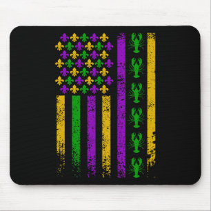 Us American Flag Mardi Gras Crawfish Vintage Mouse Pad