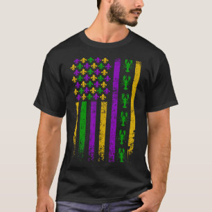 Us American Flag Mardi Gras Crawfish Vintage T-Shirt