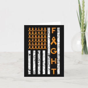 Us American Flag Orange Ribbon Leukaemia Awareness Card