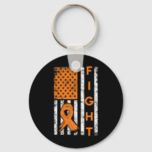 Us American Flag Orange Ribbon Leukaemia Awareness Key Ring