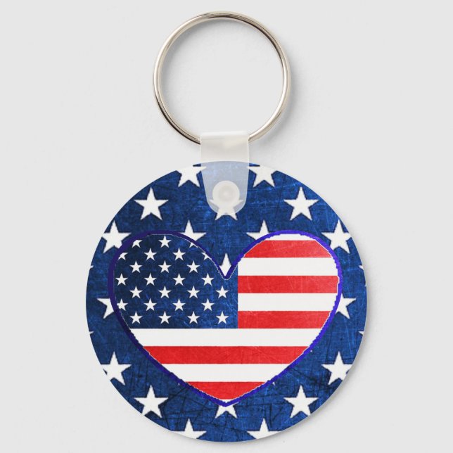 US American Flag Patriotism Postage Key chain (Front)