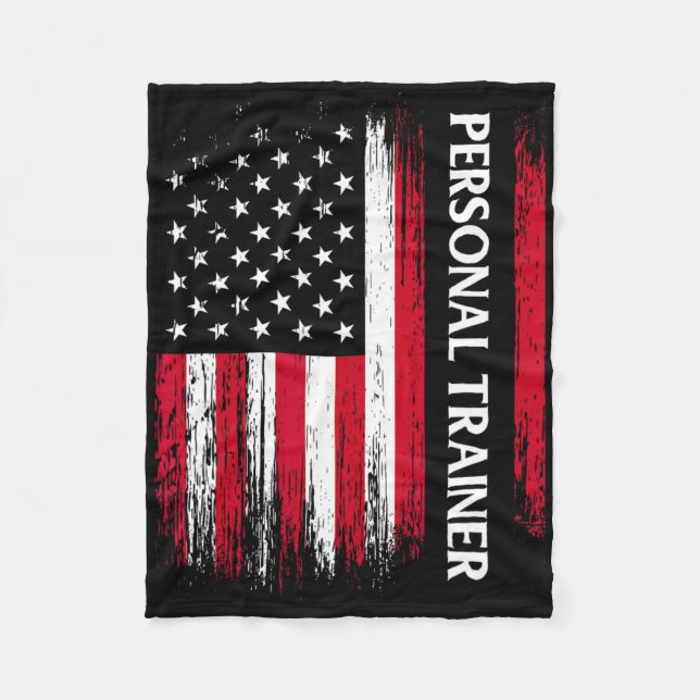 Us American Flag Personal Trainer Fitness Instruct Fleece Blanket (Front)